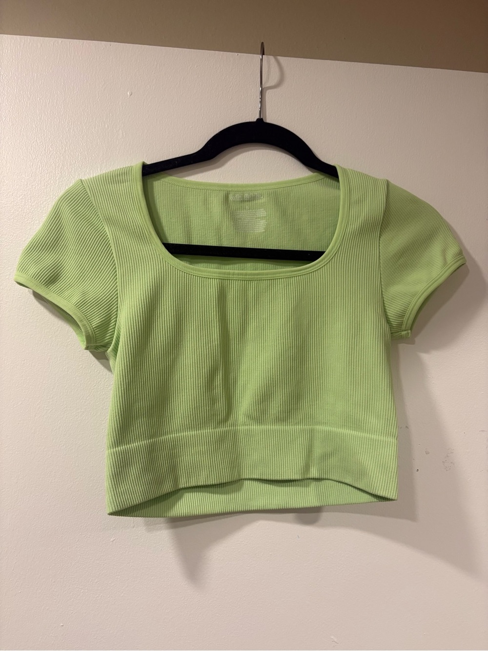 wild fable Lime Ribbed Scoop Neck Crop Top